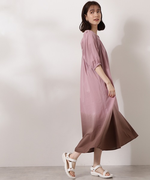 N.(N. Natural Beauty Basic)(エヌエヌナチュラルビューティーベーシック)の「◆コットンボリュームスリーブワンピース(ワンピース・レディース・チャコールグレー/ベージュ系その他/グリーン/ピンク系その他・MEDIUM)」の5枚目の写真