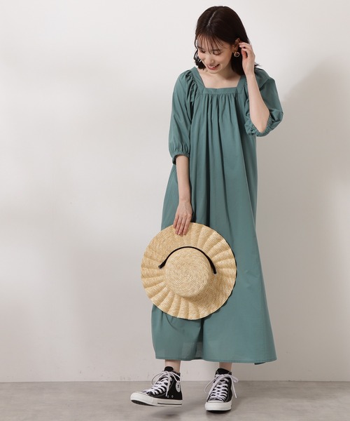 N.(N. Natural Beauty Basic)(エヌエヌナチュラルビューティーベーシック)の「◆コットンボリュームスリーブワンピース(ワンピース・レディース・チャコールグレー/ベージュ系その他/グリーン/ピンク系その他・MEDIUM)」の15枚目の写真