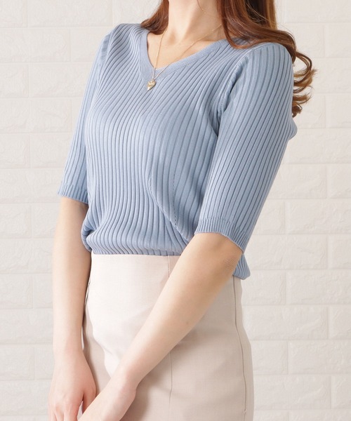 MARK & LONA ストライプ Vネックセーター MARK & LONA｜マークアンドロ