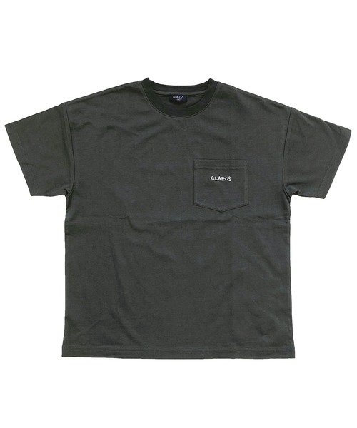 GLAZOS(グラソス)の「天竺・接触冷感ドロップショルダーロゴ刺繍ポケット半袖Tシャツ(Tシャツ/カットソー・キッズ・チャコールグレー/カーキ/ネイビー/ホワイト・150cm/170cm/130cm/140cm/160cm)」の2枚目の写真