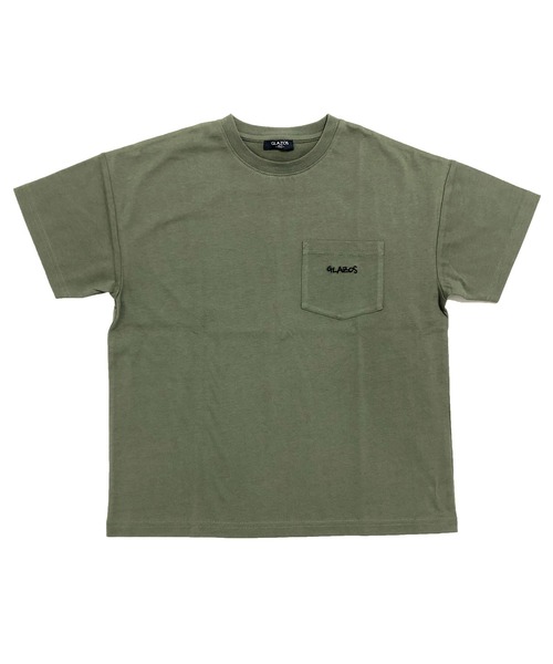 GLAZOS(グラソス)の「天竺・接触冷感ドロップショルダーロゴ刺繍ポケット半袖Tシャツ(Tシャツ/カットソー・キッズ・チャコールグレー/カーキ/ネイビー/ホワイト・150cm/170cm/130cm/140cm/160cm)」の13枚目の写真