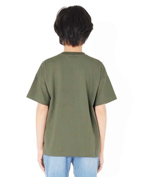 GLAZOS(グラソス)の「天竺・接触冷感ドロップショルダーロゴ刺繍ポケット半袖Tシャツ(Tシャツ/カットソー・キッズ・チャコールグレー/カーキ/ネイビー/ホワイト・150cm/170cm/130cm/140cm/160cm)」の11枚目の写真