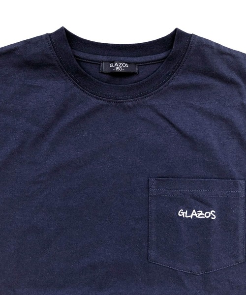 GLAZOS(グラソス)の「天竺・接触冷感ドロップショルダーロゴ刺繍ポケット半袖Tシャツ(Tシャツ/カットソー・キッズ・チャコールグレー/カーキ/ネイビー/ホワイト・150cm/170cm/130cm/140cm/160cm)」の12枚目の写真