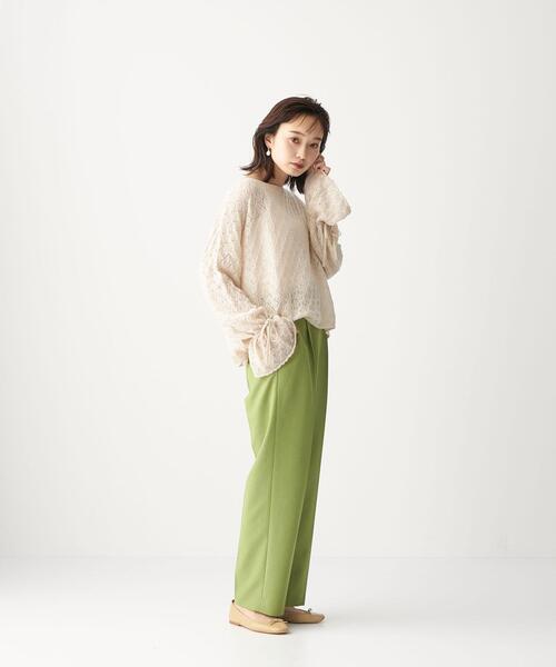 CITEN(シテン)の「<CITEN(シテン)> シアー クロシェ フレアスリーブ ニット(ニット/セーター・レディース・ブラック/ナチュラル・FREE)」の10枚目の写真