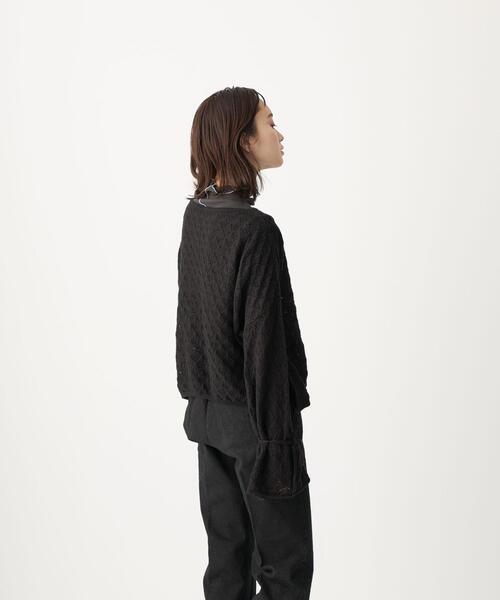 CITEN(シテン)の「<CITEN(シテン)> シアー クロシェ フレアスリーブ ニット(ニット/セーター・レディース・ブラック/ナチュラル・FREE)」の16枚目の写真