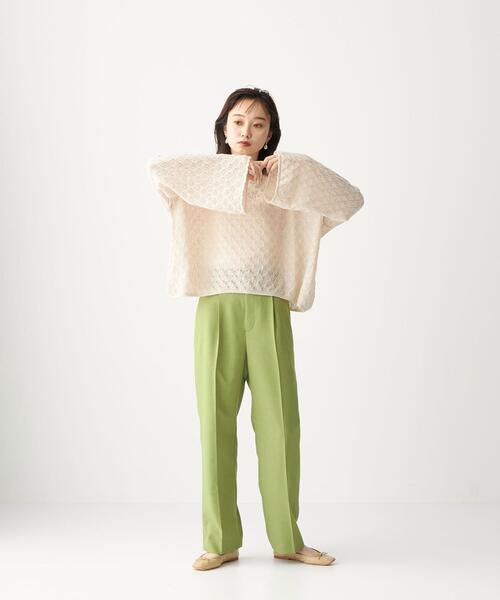 CITEN(シテン)の「<CITEN(シテン)> シアー クロシェ フレアスリーブ ニット(ニット/セーター・レディース・ブラック/ナチュラル・FREE)」の3枚目の写真