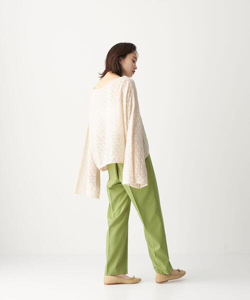 CITEN(シテン)の「<CITEN(シテン)> シアー クロシェ フレアスリーブ ニット(ニット/セーター・レディース・ブラック/ナチュラル・FREE)」の8枚目の写真