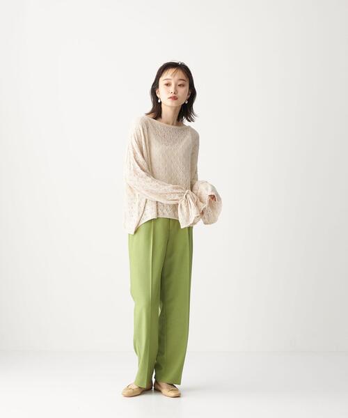 CITEN(シテン)の「<CITEN(シテン)> シアー クロシェ フレアスリーブ ニット(ニット/セーター・レディース・ブラック/ナチュラル・FREE)」の7枚目の写真