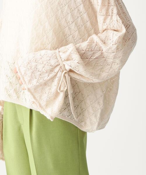 CITEN(シテン)の「<CITEN(シテン)> シアー クロシェ フレアスリーブ ニット(ニット/セーター・レディース・ブラック/ナチュラル・FREE)」の4枚目の写真