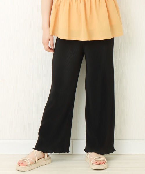 libelle more（リベル モア）の「裾メロー　クリスタルプリーツパンツ（その他パンツ・レディース・グレイッシュベージュ/ミント/ライトグレー/ブラック・L/M）」の2枚目の写真