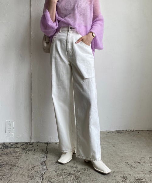 CAPRICIEUX LE'MAGE（カプリシューレマージュ）の「カットアウトデニム（デニムパンツ・レディース・ホワイト/ブルー・38/36）」の2枚目の写真