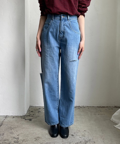 CAPRICIEUX LE'MAGE（カプリシューレマージュ）の「カットアウトデニム（デニムパンツ・レディース・ホワイト/ブルー・38/36）」の3枚目の写真