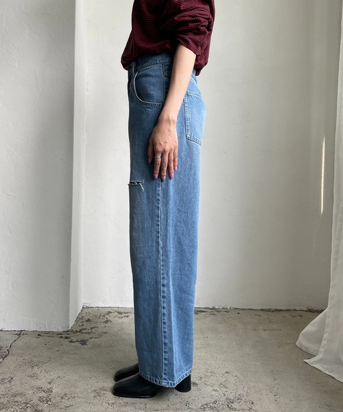 CAPRICIEUX LE'MAGE（カプリシューレマージュ）の「カットアウトデニム（デニムパンツ・レディース・ホワイト/ブルー・38/36）」の4枚目の写真