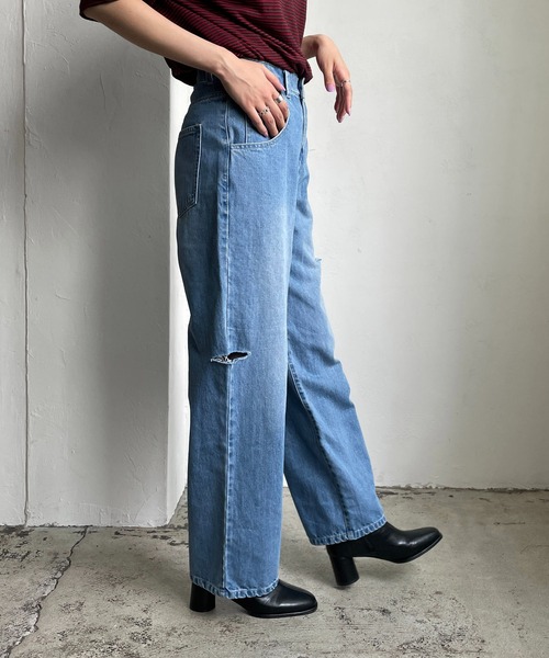 CAPRICIEUX LE'MAGE（カプリシューレマージュ）の「カットアウトデニム（デニムパンツ・レディース・ホワイト/ブルー・38/36）」の13枚目の写真