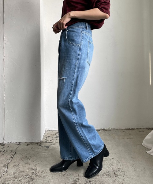 CAPRICIEUX LE'MAGE（カプリシューレマージュ）の「カットアウトデニム（デニムパンツ・レディース・ホワイト/ブルー・38/36）」の14枚目の写真