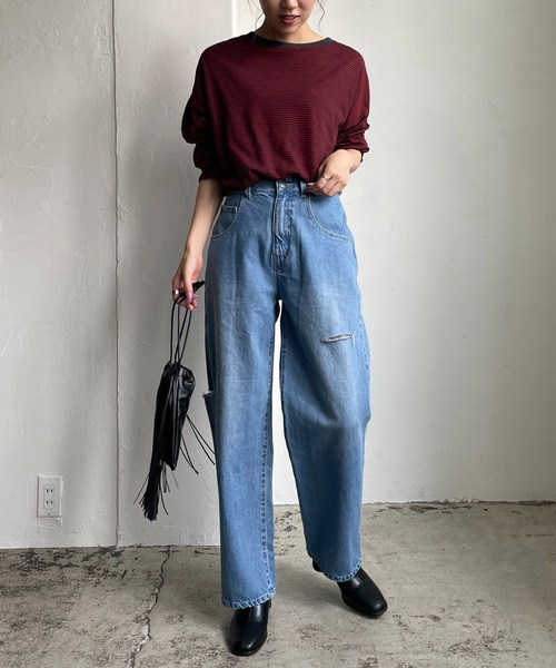 CAPRICIEUX LE'MAGE（カプリシューレマージュ）の「カットアウトデニム（デニムパンツ・レディース・ホワイト/ブルー・38/36）」の16枚目の写真