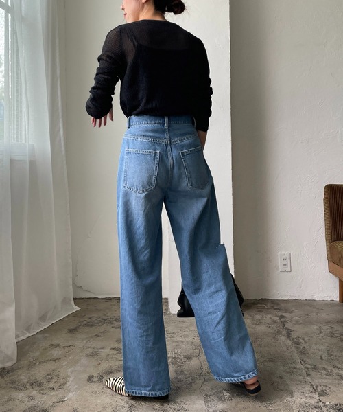 CAPRICIEUX LE'MAGE（カプリシューレマージュ）の「カットアウトデニム（デニムパンツ・レディース・ホワイト/ブルー・38/36）」の19枚目の写真