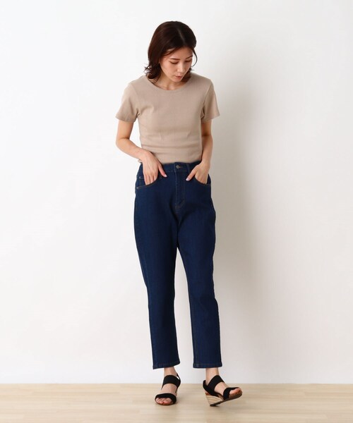 SHOO・LA・RUE（シューラルー）の「◆【S-LL/股下短め/3Dスキャン】スラウチーテーパードパンツ（その他パンツ・レディース・オリーブ/ダークネイビー/ベージュ/ブルー・03/02/04/01）」の12枚目の写真