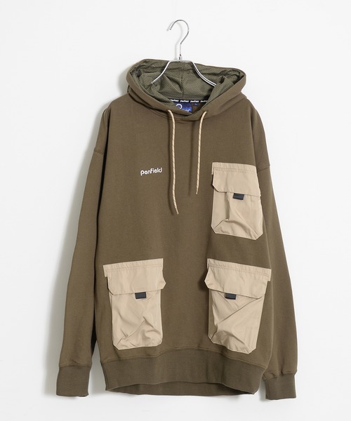 PEN FIELD（ペンフィールド）の「【Penfield/ペンフィールド】ワンポイント刺繍 ポケット付き ビックシルエット パーカー（パーカー・メンズ・ベージュ/カーキ/スミクロ・LL/M/L）」の3枚目の写真