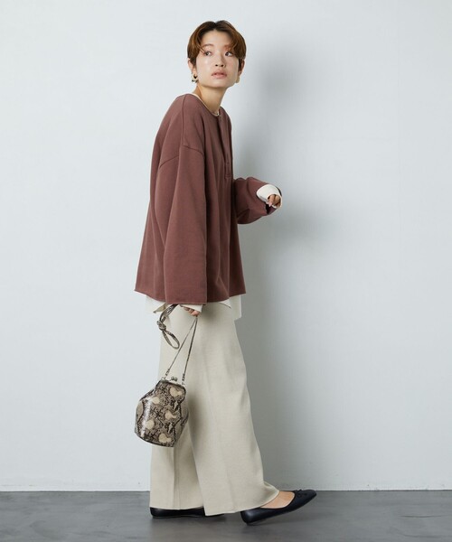 FREAK'S STORE(フリークスストア)の「▽【WEB限定】OE裏起毛ヘンリ-ネックセットプルオーバー(スウェット・レディース・レッド系/ブルー/ナチュラル/オリーブ/ブラウン/ベージュ/ブラック/ラベンダー/イエロー・フリ-)」の9枚目の写真