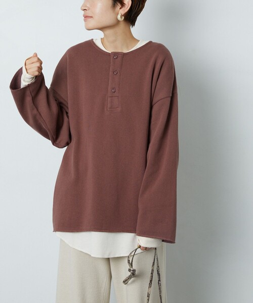 FREAK'S STORE(フリークスストア)の「▽【WEB限定】OE裏起毛ヘンリ-ネックセットプルオーバー(スウェット・レディース・レッド系/ブルー/ナチュラル/オリーブ/ブラウン/ベージュ/ブラック/ラベンダー/イエロー・フリ-)」の19枚目の写真