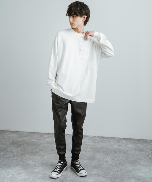 Rocky Monroe(ロッキーモンロー)の「裏起毛ストレッチラインフェイクレザーイージージョガートラックパンツ(その他パンツ・メンズ・ブラック×ブラック/ブラック×ホワイト・L/M/LL)」の9枚目の写真