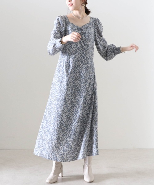 Cheek（チーク）の「ワントーンフラワー総柄ワンピース（ワンピース・レディース・ブラウン/ブルー/ブラック・MEDIUM）」の9枚目の写真