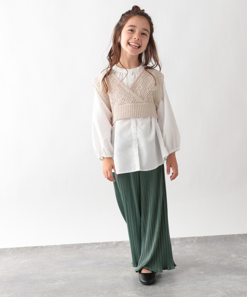 GLOBAL WORK（グローバルワーク）の「【キッズ】透かしニットベストセットブラウス/217213（シャツ/ブラウス・キッズ・ブラック/ベージュ・110cm/100cm/120cm/130cm/140cm/150cm/160cm）」の14枚目の写真