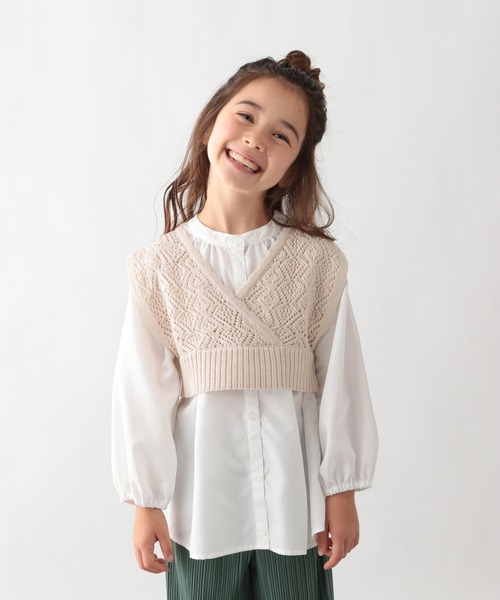 GLOBAL WORK（グローバルワーク）の「【キッズ】透かしニットベストセットブラウス/217213（シャツ/ブラウス・キッズ・ブラック/ベージュ・110cm/100cm/120cm/130cm/140cm/150cm/160cm）」の21枚目の写真