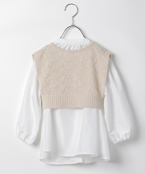 GLOBAL WORK（グローバルワーク）の「【キッズ】透かしニットベストセットブラウス/217213（シャツ/ブラウス・キッズ・ブラック/ベージュ・110cm/100cm/120cm/130cm/140cm/150cm/160cm）」の15枚目の写真