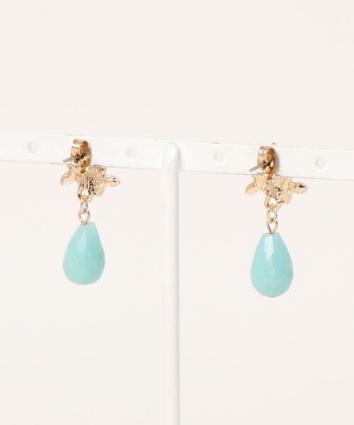 tone(トーン)の「【SPICY COLORS】天然石のボタニカルピアス(ピアス(両耳用)・レディース・ライトブルー/オレンジ/ライトオレンジ系/レッド・FREE)」の5枚目の写真