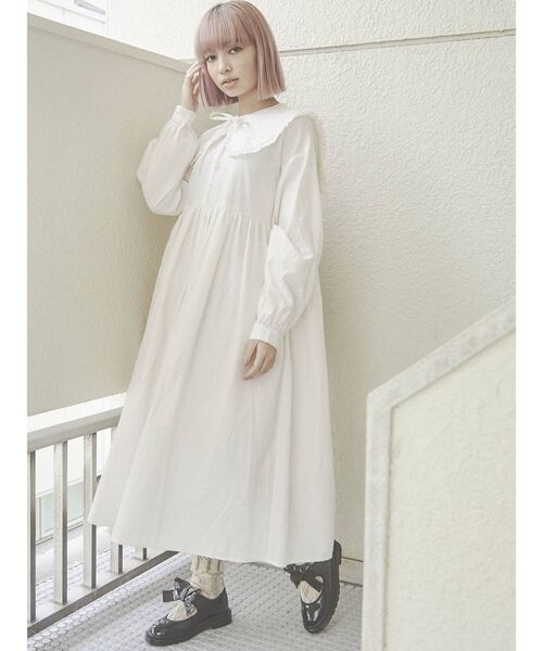 merry jenny(メリージェニー)の「キルトフリルカラーワンピース(ワンピース・レディース・ブラック/グレー/オフホワイト・FREE)」の2枚目の写真