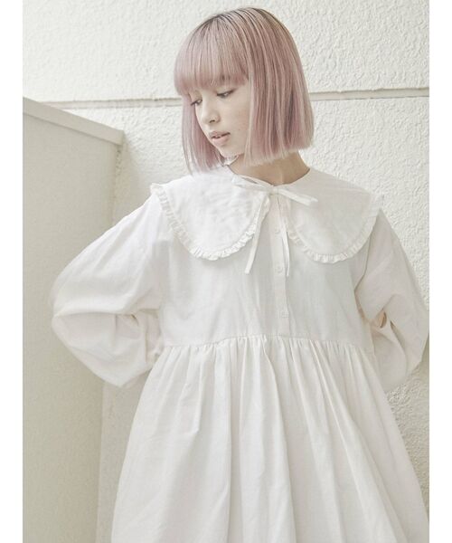 merry jenny(メリージェニー)の「キルトフリルカラーワンピース(ワンピース・レディース・ブラック/グレー/オフホワイト・FREE)」の10枚目の写真