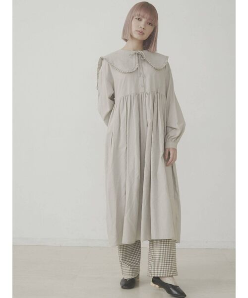 merry jenny(メリージェニー)の「キルトフリルカラーワンピース(ワンピース・レディース・ブラック/グレー/オフホワイト・FREE)」の12枚目の写真