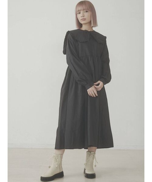 merry jenny(メリージェニー)の「キルトフリルカラーワンピース(ワンピース・レディース・ブラック/グレー/オフホワイト・FREE)」の21枚目の写真