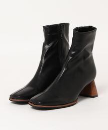 minia | ブロックシンヒールのスクエアトゥストレッチブーツ　◆(ブーツ)