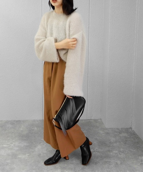 minia（ミニア）の「ブロックシンヒールのスクエアトゥストレッチブーツ　◆（ブーツ・レディース・アイボリー/ブラック・M/LL/L/S）」の19枚目の写真