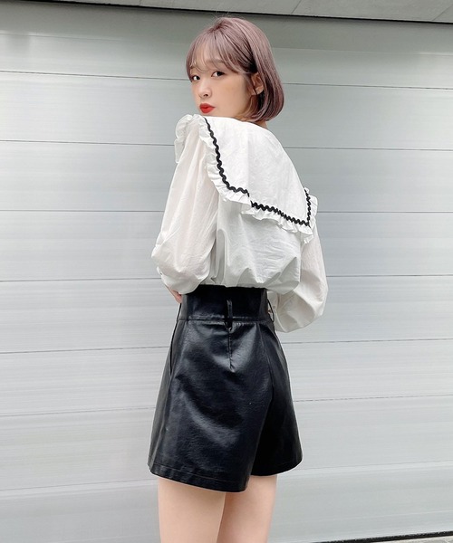 Voyage titty&Co.PETIT（ボヤージュティティアンドコープチ）の「【Voyage titty&Co. PETIT】ししゅうラインセーラーブラウス（シャツ/ブラウス・レディース・ホワイト/ブラウン・FREE）」の10枚目の写真