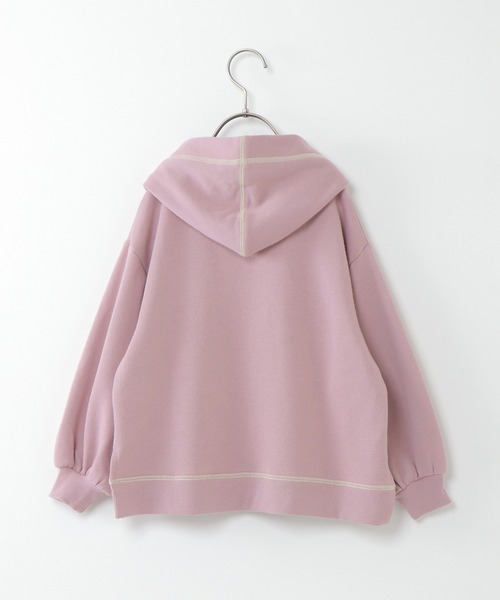 オーガンジー パーカー ピンク ikka（イッカ）の「【キッズ】前後差オーガンジーリボンパーカー（100