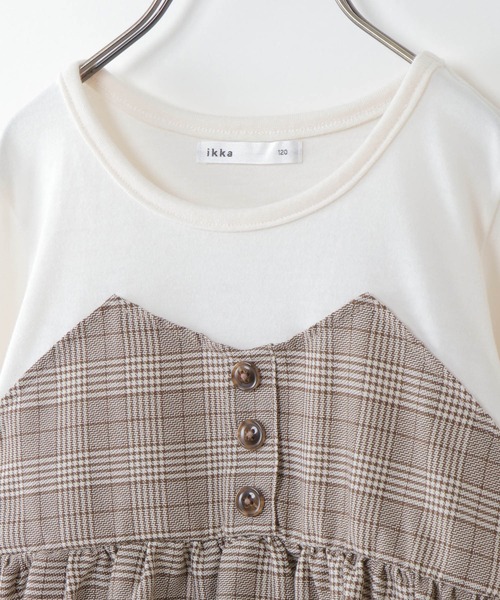ikka（イッカ）の「【キッズ】チェック柄ドッキングワンピース（100~160cm）（ワンピース・キッズ・ブラック/オフホワイト・100/110/120/130/140/150/160）」の5枚目の写真