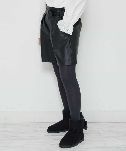 a.v.v（アーヴェヴェ）の「[140-150]【洗える】フェイクレザータックキュロット（その他パンツ・キッズ・ブラック/ベージュ・140/150）」の12枚目の写真