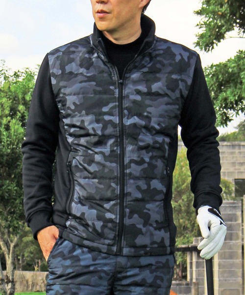 TopIsm（トップイズム）の「裏起毛シャギーボア ゴルフ スタンドネック ダウンジャケット ゴルフウェア  メンズ（ゴルフグッズ・メンズ・チャコールグレー/ブラック/ネイビー/カモフラージュ/ライトグレー/ホワイト×ブラック/グレー系カモフラージュ・LL/M/L/3L）」の6枚目の写真