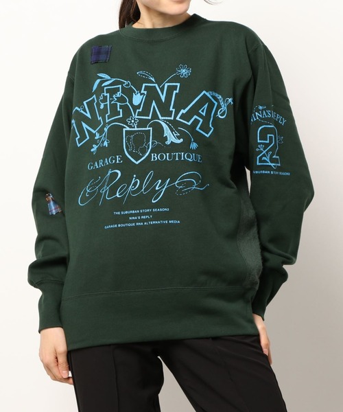 RNA（アールエヌエー）の「M1792 リメイクカレッジトレーナー（スウェット・レディース・ブラック/グリーン/バーガンディー・MEDIUM）」の21枚目の写真