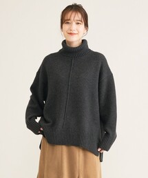 【洗える】センターシームタートルニット