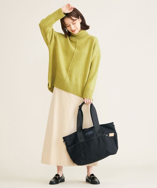 SHARE PARK（シェアパーク）の「【洗える】センターシームタートルニット（ニット/セーター・レディース・グレー系/ベージュ系/アイボリー系/ライトグリーン系/イエロー系/ピンク系・1）」の12枚目の写真