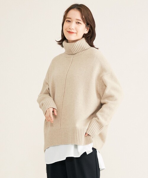 SHARE PARK（シェアパーク）の「【洗える】センターシームタートルニット（ニット/セーター・レディース・グレー系/ベージュ系/アイボリー系/ライトグリーン系/イエロー系/ピンク系・1）」の13枚目の写真