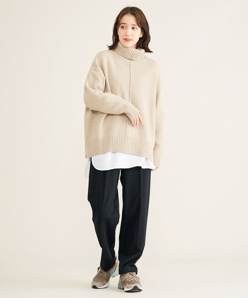 SHARE PARK（シェアパーク）の「【洗える】センターシームタートルニット（ニット/セーター・レディース・グレー系/ベージュ系/アイボリー系/ライトグリーン系/イエロー系/ピンク系・1）」の15枚目の写真