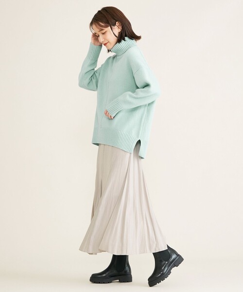 SHARE PARK（シェアパーク）の「【洗える】センターシームタートルニット（ニット/セーター・レディース・グレー系/ベージュ系/アイボリー系/ライトグリーン系/イエロー系/ピンク系・1）」の17枚目の写真