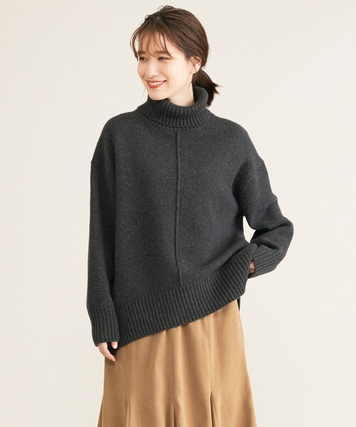 SHARE PARK（シェアパーク）の「【洗える】センターシームタートルニット（ニット/セーター・レディース・グレー系/ベージュ系/アイボリー系/ライトグリーン系/イエロー系/ピンク系・1）」の19枚目の写真