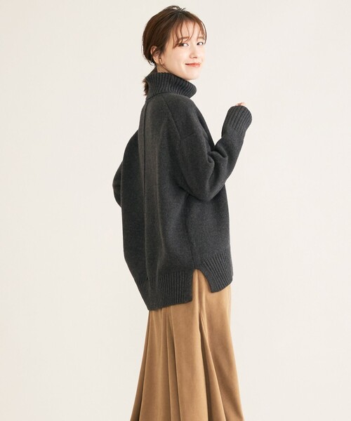 SHARE PARK（シェアパーク）の「【洗える】センターシームタートルニット（ニット/セーター・レディース・グレー系/ベージュ系/アイボリー系/ライトグリーン系/イエロー系/ピンク系・1）」の20枚目の写真